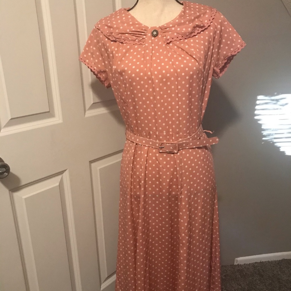 Pink polka dot 40s 50s Retro Dress